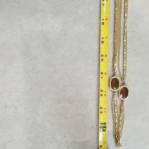 Vintage goldton multi strand necklace with amber